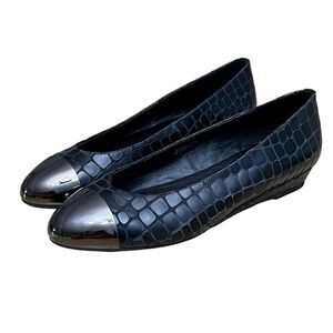 Jeffrey Campbell Black Leather Embossed Crocodile Jive Cap Shoes